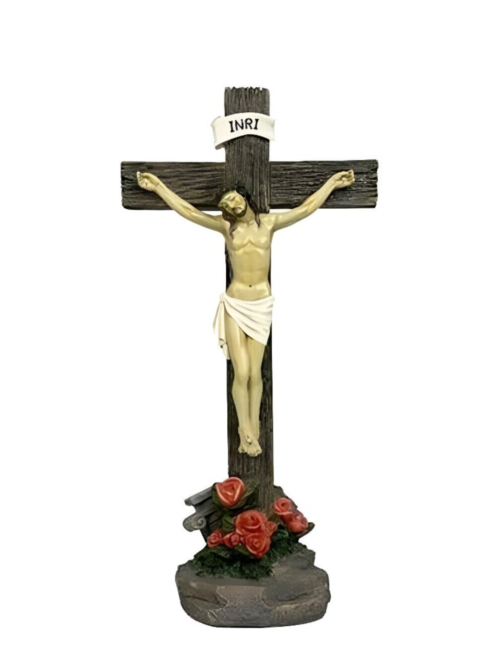 Jesus Crucifix Statue Standing Cross Decoration Praying Religious Figurine